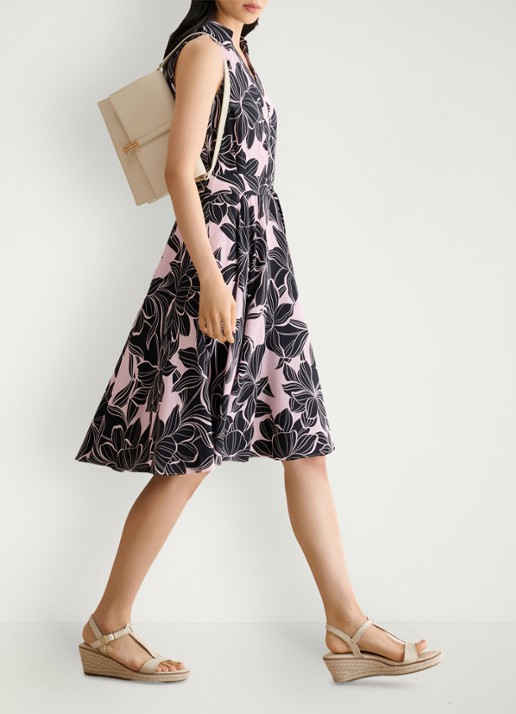 Hobbs Bea mini jurk met print en strikceintuur - detail 5 roze