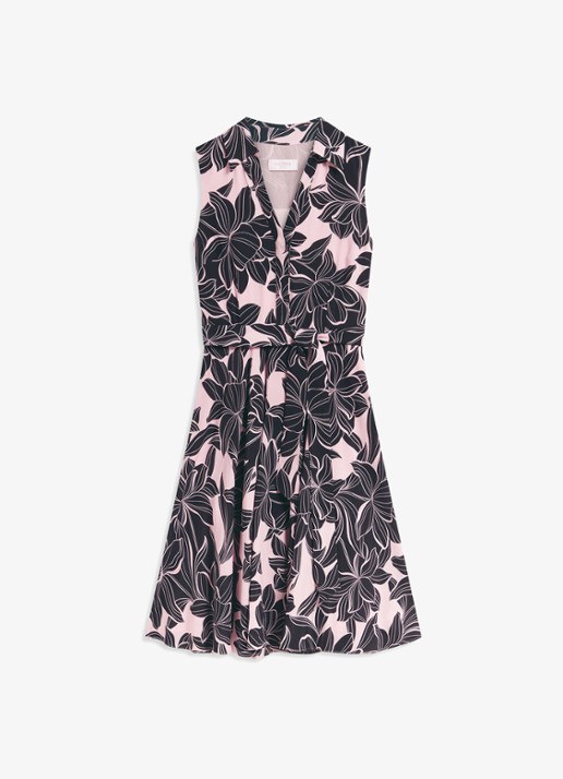 Hobbs Bea mini jurk met print en strikceintuur - voorkant roze
