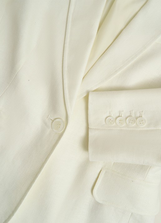 Hobbs Blake blazer van linnen met klepzakken - detail 4 ivoor