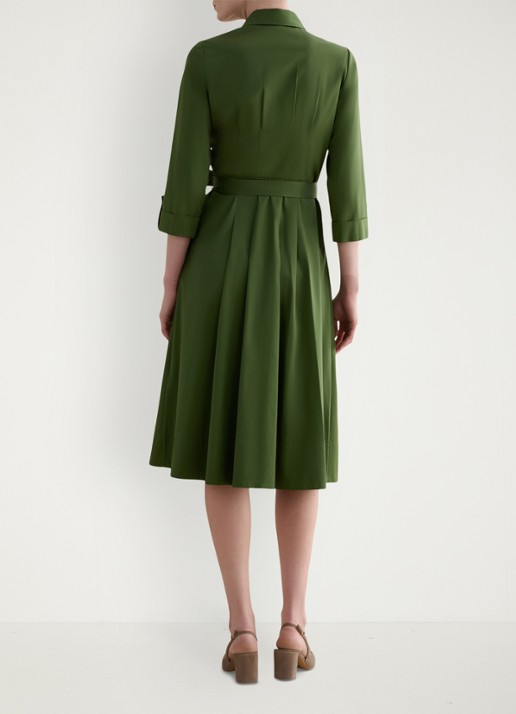 Hobbs Brigitta midi blousejurk met strikceintuur - achterkant 5 groen