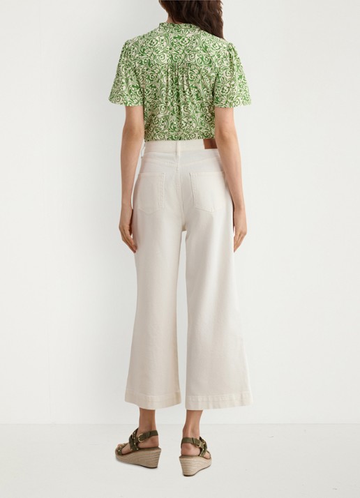 Hobbs Brinley high waist wide leg cropped jeans - achterkant 3 gebroken wit