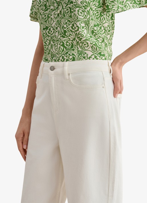 Hobbs Brinley high waist wide leg cropped jeans - detail 5 gebroken wit
