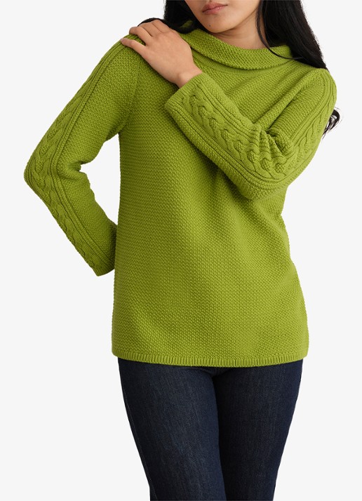 Hobbs Camilla grofgebreide trui met col - detail 3 groen