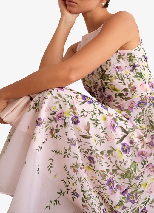 Hobbs Carly midi jurk met bloemenprint - detail 4 lichtroze