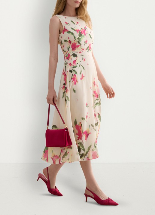 Hobbs Carly midi jurk met bloemenprint - detail 5 creme