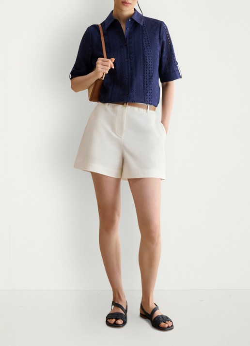 Hobbs Christie blouse met borduring - voorkant 6 donkerblauw