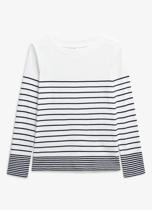 Hobbs Constance long sleeve T-shirt met boothals - voorkant wit