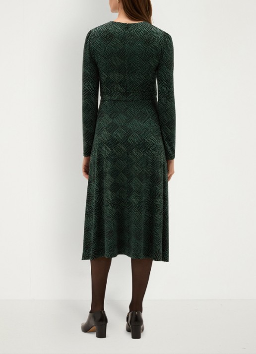 Hobbs Dakota midi jurk met ruit dessin - achterkant 3 groen