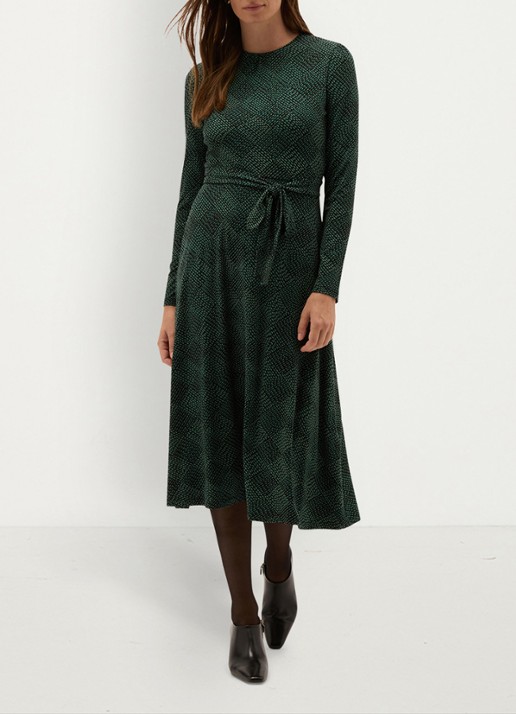 Hobbs Dakota midi jurk met ruit dessin - voorkant 2 groen