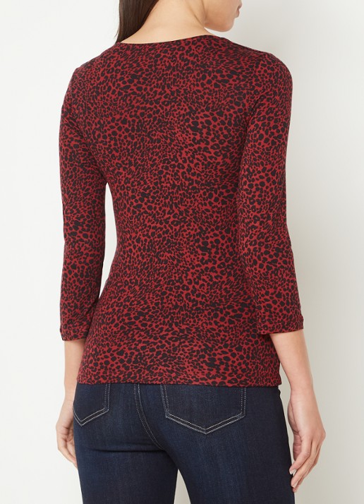 Hobbs Debbie top met dierenprint - achterkant 2 donkerrood