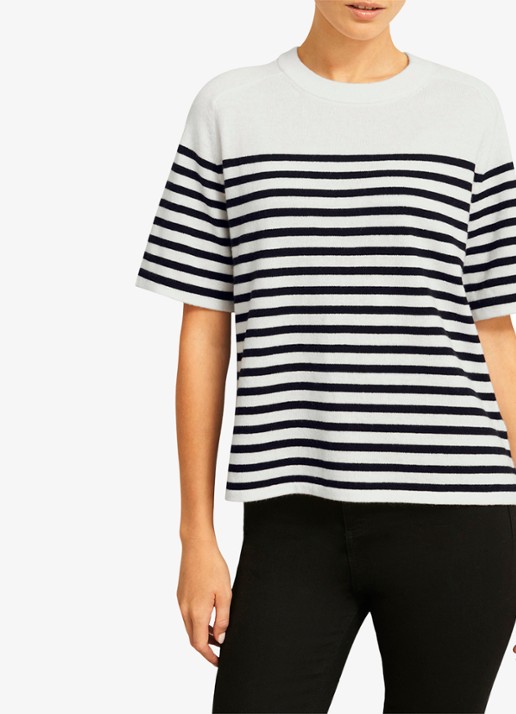 Hobbs Demi fijngebreid T-shirt in kasjmierblend met streepprint