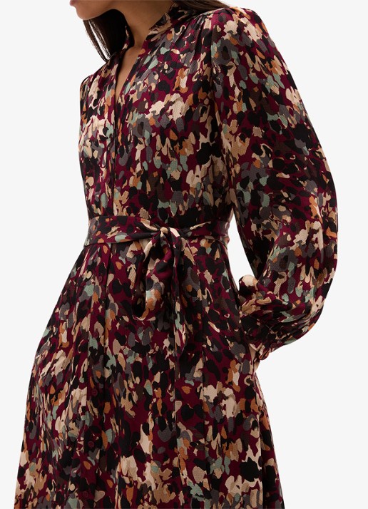 Hobbs Elin midi blousejurk met strikceintuur