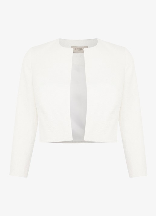 Hobbs Elize bolero met schoudervulling - voorkant 2 gebroken wit