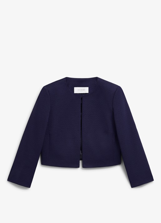 Hobbs Elize bolero met structuur - voorkant donkerblauw
