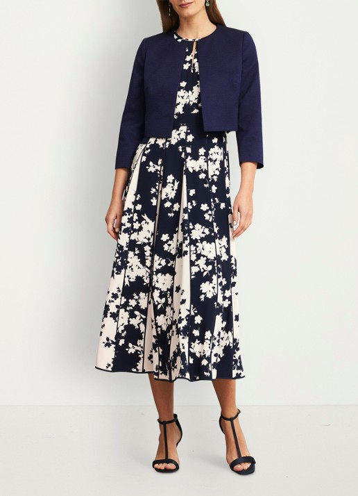 Hobbs Elize bolero met structuur - voorkant 2 donkerblauw