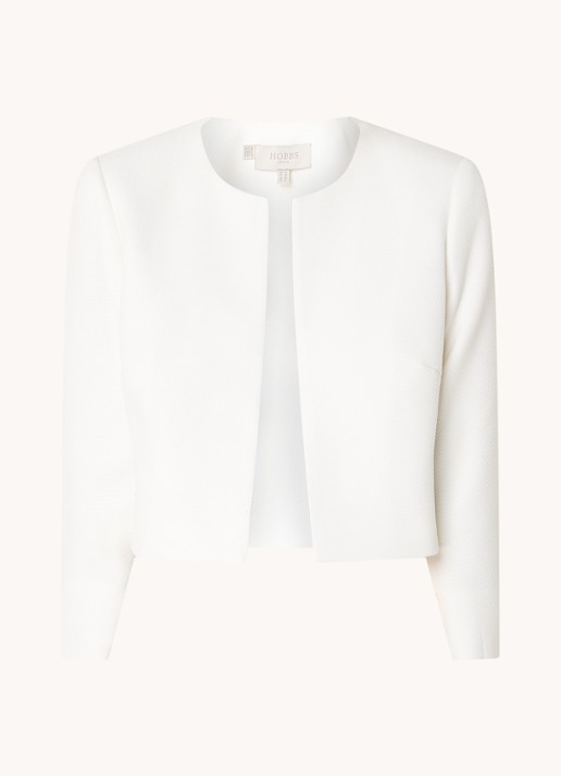 Hobbs Elize cropped blazer met structuur - voorkant 2 ivoor