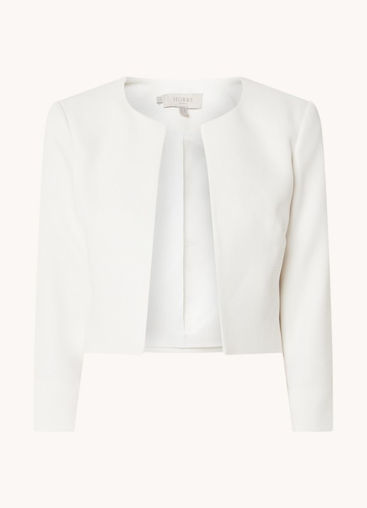 Hobbs Elize openvallende cropped blazer met structuur - voorkant wit