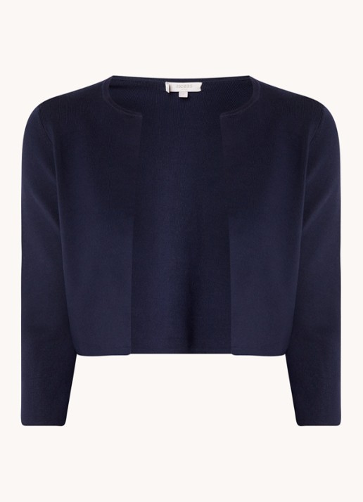 Hobbs Ella fijngebreid cropped vest in lyocellblend  - voorkant donkerblauw