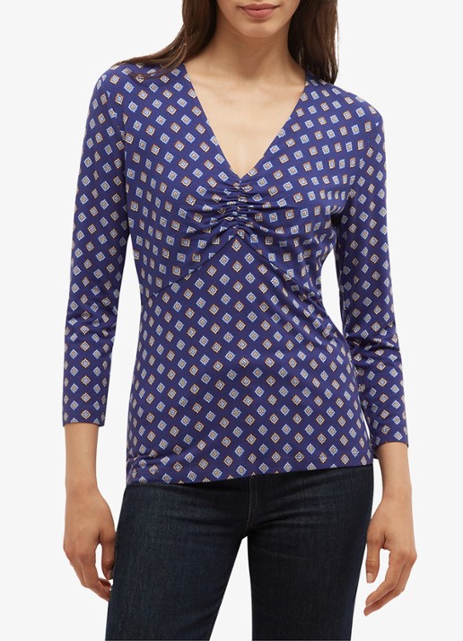 Hobbs Essie top met print - voorkant 3 blauw