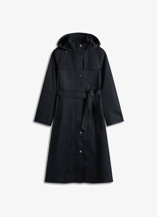 Hobbs Felicia regenjas met capuchon en steekzakken - voorkant 2 donkerblauw