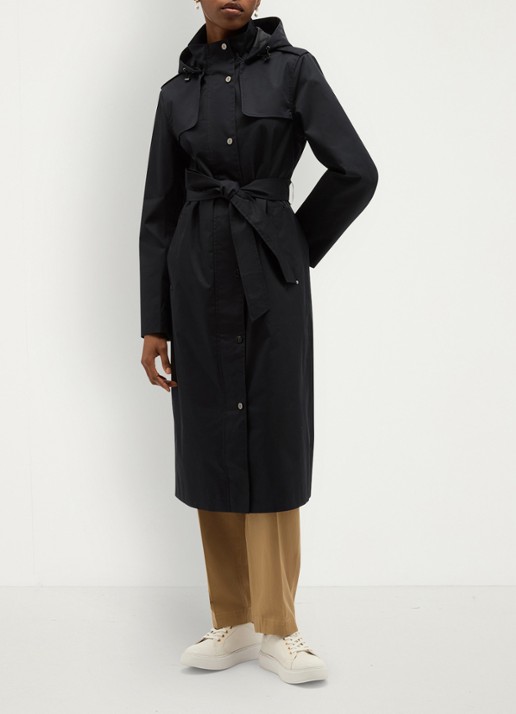 Hobbs Felicia regenjas met capuchon en steekzakken - voorkant 3 donkerblauw