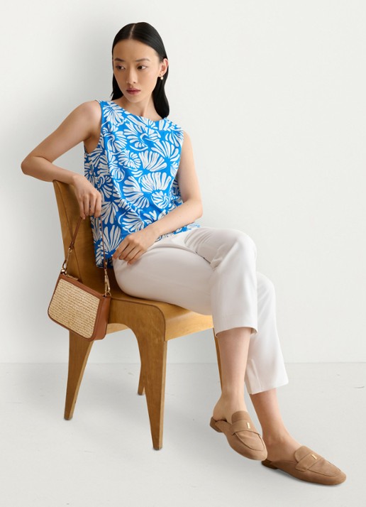 Hobbs Fern top met print - detail 3 blauw