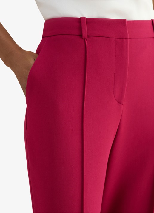 Hobbs Gemma mid waist straight fit pantalon met siernaad - detail 4 cranberryrood
