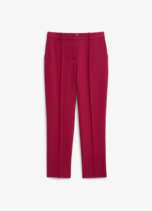Hobbs Gemma mid waist straight fit pantalon met siernaad - voorkant cranberryrood