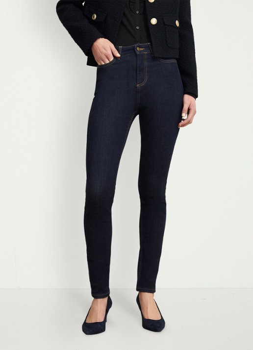 Hobbs Gia high waist skinny jeans met donkere wassing - detail indigo