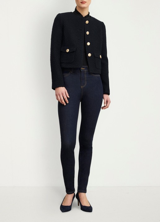 Hobbs Gia high waist skinny jeans met donkere wassing - voorkant 6 indigo