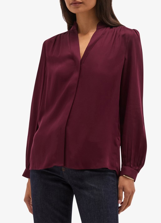 Hobbs Gwen blouse met opstaande kraag - detail 2 paars