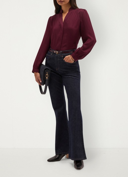 Hobbs Gwen blouse met opstaande kraag - voorkant 5 paars