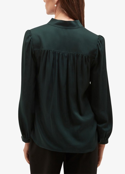 Hobbs Gwen blouse met opstaande kraag - achterkant groen
