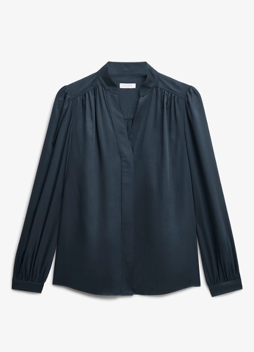 Hobbs Gwen blouse  met pofmouw - voorkant 2 donkerblauw