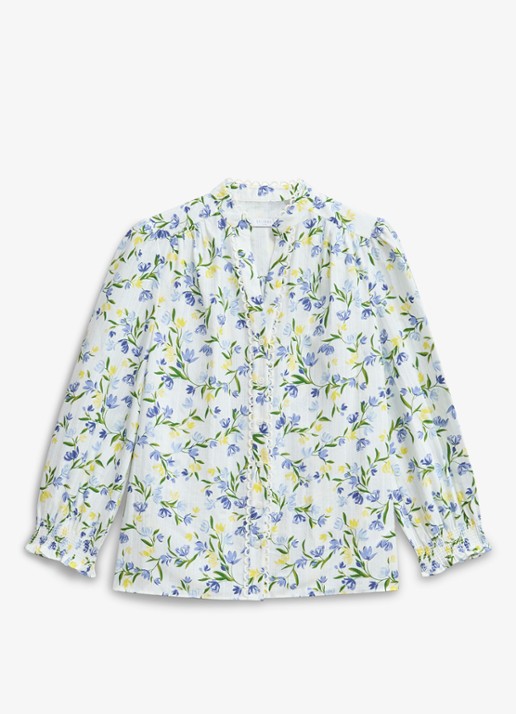 Hobbs Imelda blouse met print - voorkant gebroken wit