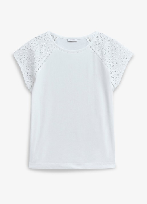 Hobbs Ivana T-shirt met broderie  - voorkant 2 wit