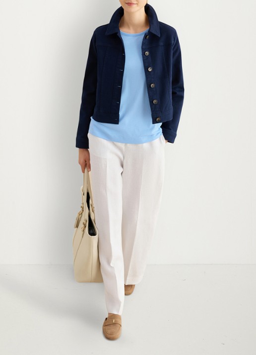 Hobbs Ivana T-shirt met broderie  - voorkant 5 lichtblauw