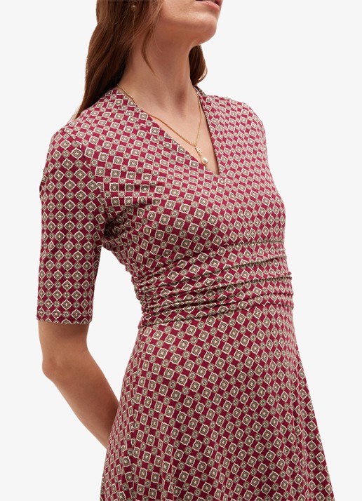 Hobbs Jaci midi jurk met grafische print - detail 4 rood