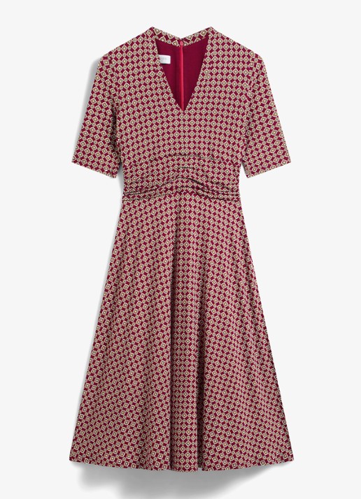 Hobbs Jaci midi jurk met grafische print - voorkant 2 rood