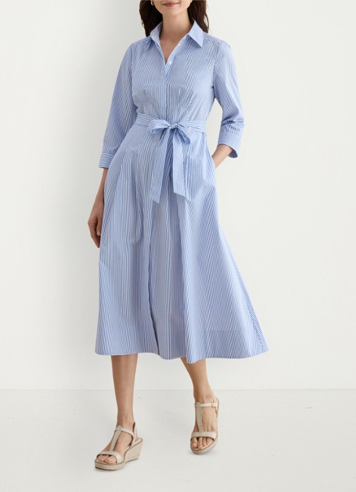 Hobbs Jane midi blousejurk met streepprint en strikceintuur