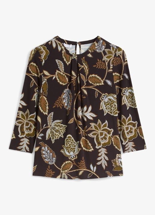 Hobbs Julia top met bloemenprint - voorkant 6 donkerblauw