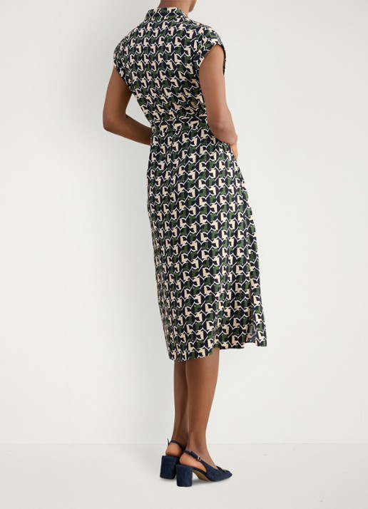 Hobbs Kalinda midi blousejurk met grafische print - achterkant 6 groen