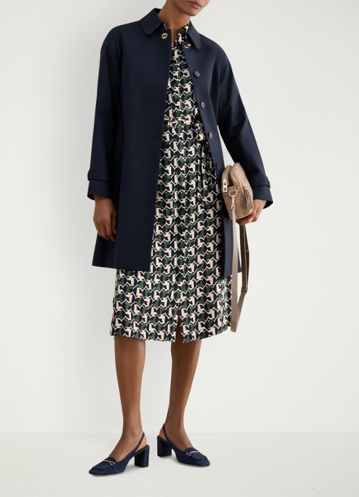 Hobbs Kalinda midi blousejurk met grafische print - voorkant 2 groen