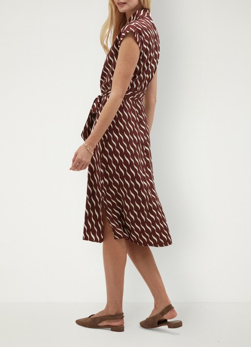 Hobbs Kalinda midi jurk met grafische print - achterkant 4 bruin