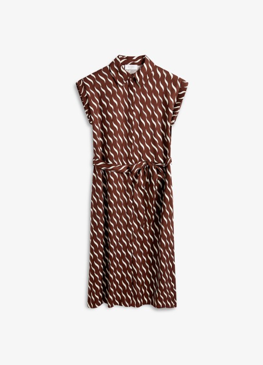 Hobbs Kalinda midi jurk met grafische print - voorkant 5 bruin