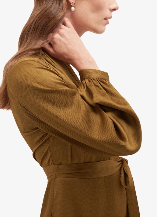 Hobbs Katia midi tuniekjurk met strikceintuur - detail 3 khaki
