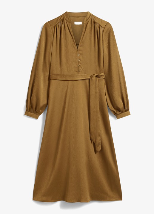 Hobbs Katia midi tuniekjurk met strikceintuur - voorkant khaki