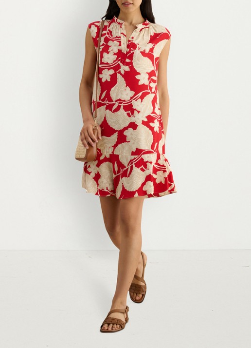 Hobbs Kesta mini tuniekjurk met bloemenprint - detail rood