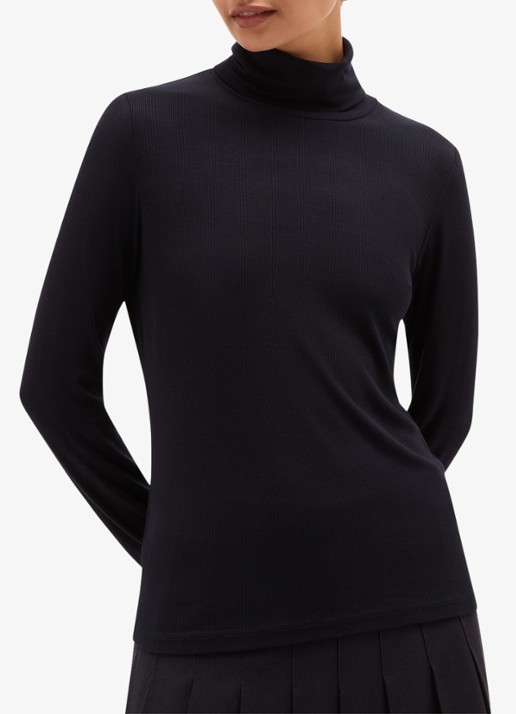 Hobbs Kiera longsleeve met col - detail 4 donkerblauw