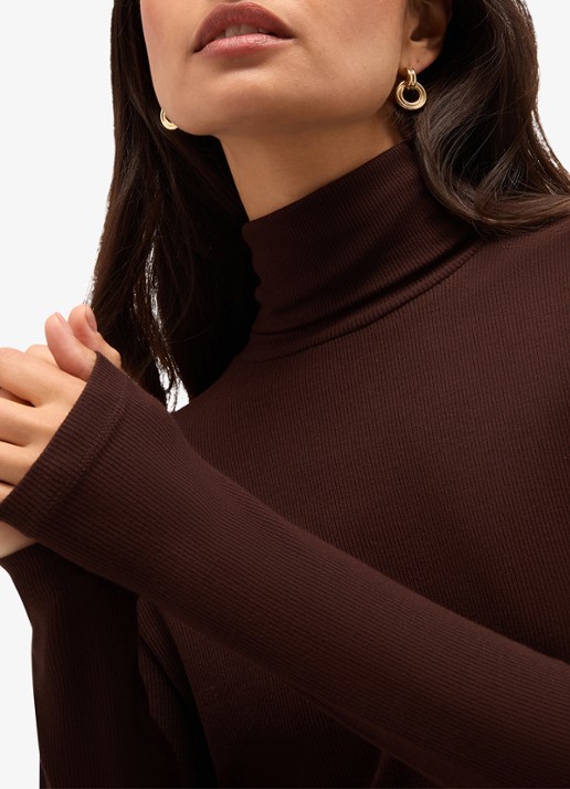 Hobbs Kiera longsleeve met col - detail 5 bruin